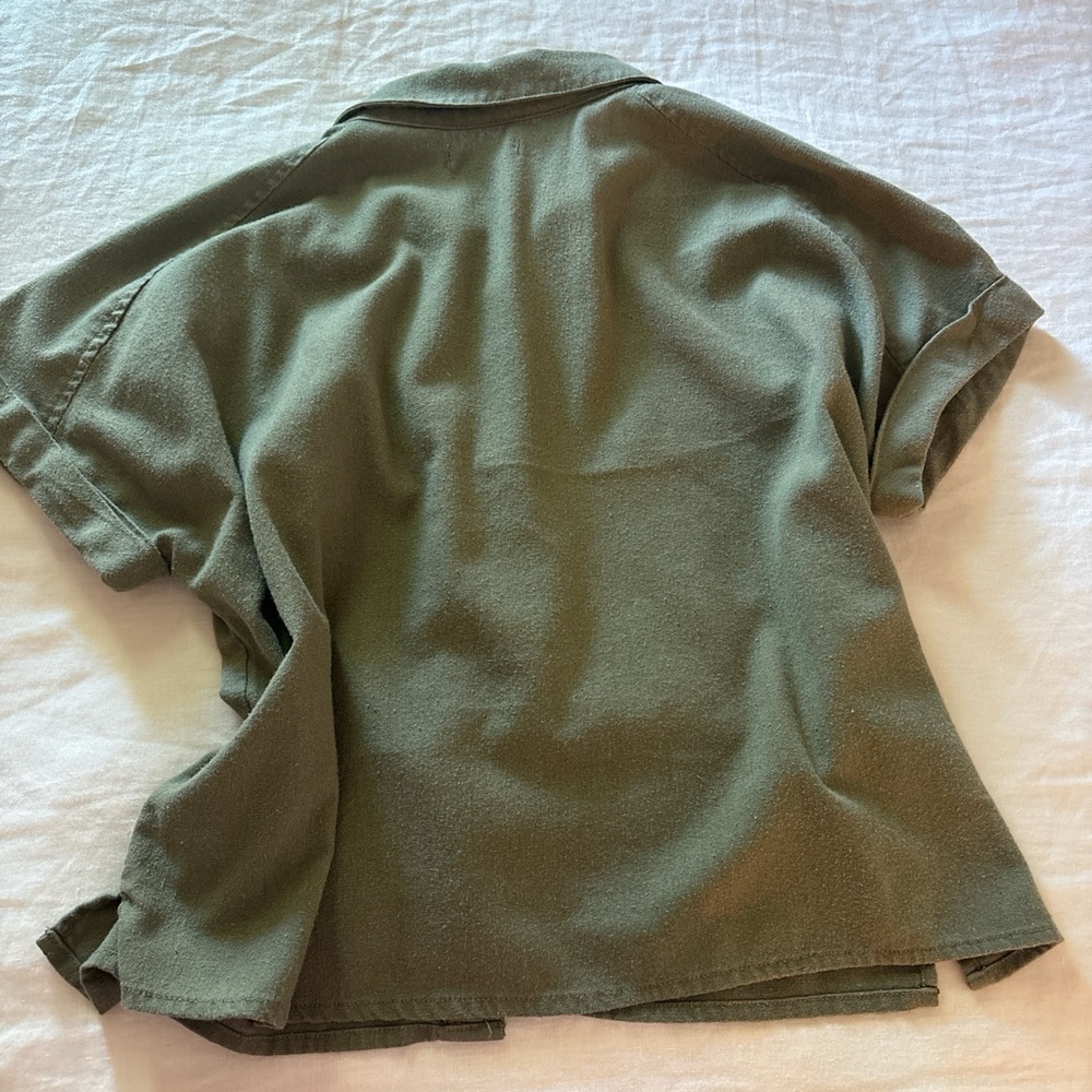 Olive Green Button-Up Shirt - Picture 3 of 4